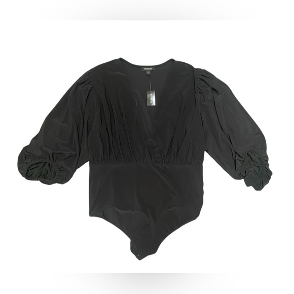 Express Bubble Sleeve Black Bodysuit - Picture 1 of 7